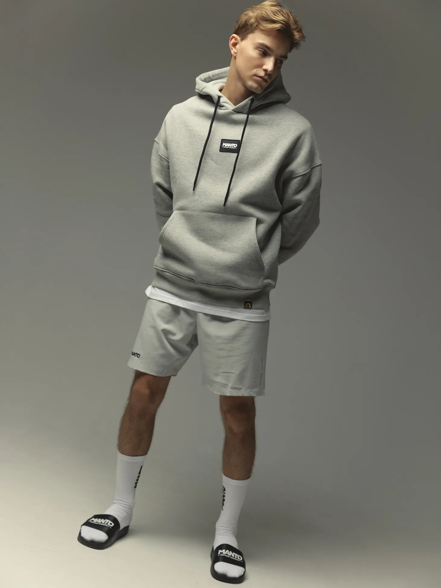 MANTO hoodie LABEL OVERSIZE heather gray