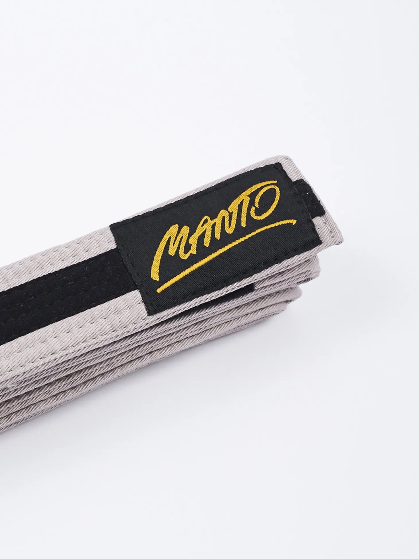 MANTO Kindergürtel BJJ TAG grau mit schwarzen Streifen