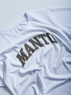 MANTO t-shirt VARSITY CAMO  OVERSIZE weiss